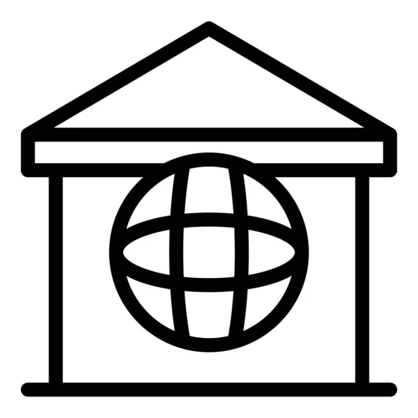 グローバルオンライン銀行アイコンアウトラインベクトル 財布を稼ぐ 寄付カード — ストックベクタ