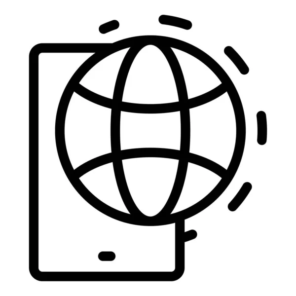 Smartphone Globus Integrität Symbol Umrissvektor Kernaufgabe Vertrauen Die Vision — Stockvektor