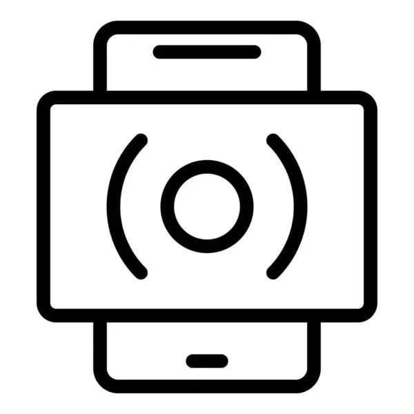 Point Contact Icône Contour Vecteur Écran Numérique Main App — Image vectorielle