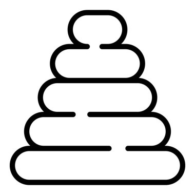 Bebek piramit oyuncağı ikon ana hatları vektörü. Çocuk bakımı. Çocuk mutlu