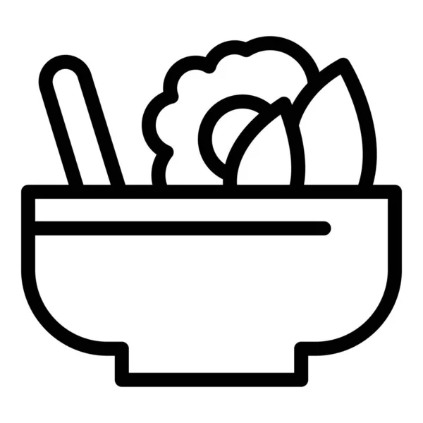 Schale Salatsymbole Umrissvektor Menschliche Nahrung Ernährungsenergie — Stockvektor