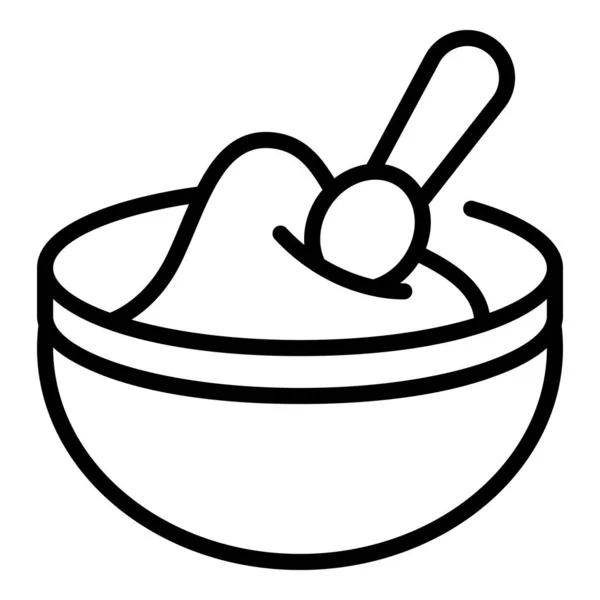 Baby Food Bowl Icono Contorno Vector Cuidado Bebés Salud Del — Archivo Imágenes Vectoriales