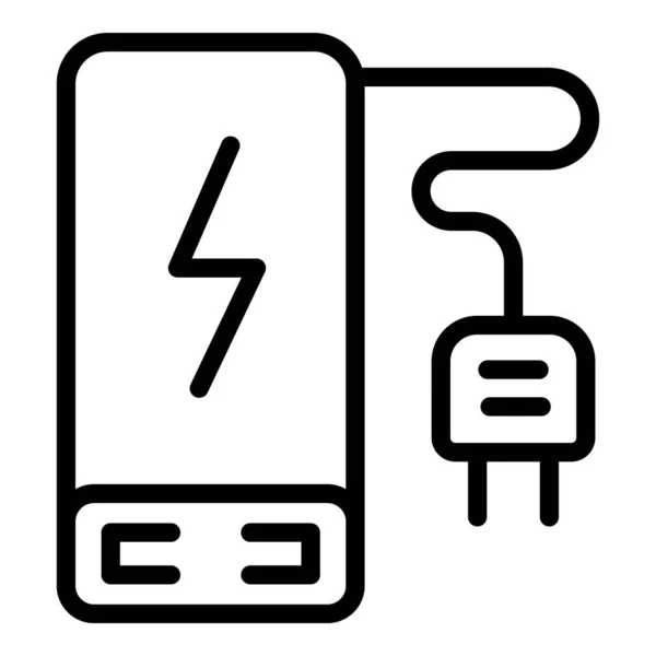 Vecteur Contour Icône Prise Powerbank Chargeur Énergie Usb — Image vectorielle
