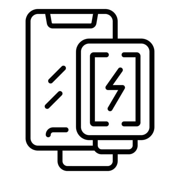 Smartphone Marque Powerbank Icône Contour Vecteur Chargeur Câble Usb — Image vectorielle