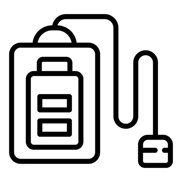Vecteur Contour Icône Banque Puissance Faible Batterie Électrique Énergie Câble — Image vectorielle