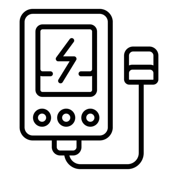 Vecteur Contour Icône Charge Puissance Travail Énergie Portable Solaire Électrique — Image vectorielle