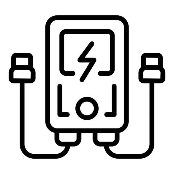 Plug Powerbank Ícone Contorno Vetor Carregador Energia Cabo Usb — Vetor de Stock