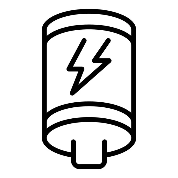 Ícone Externo Bateria Vetor Contorno Carregar Energia Cabo Usb —  Vetores de Stock