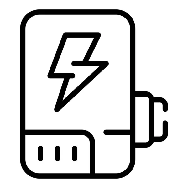 Nový Vektor Obrysu Ikony Energetické Banky Baterie Nabitá Usb Kabel — Stockový vektor