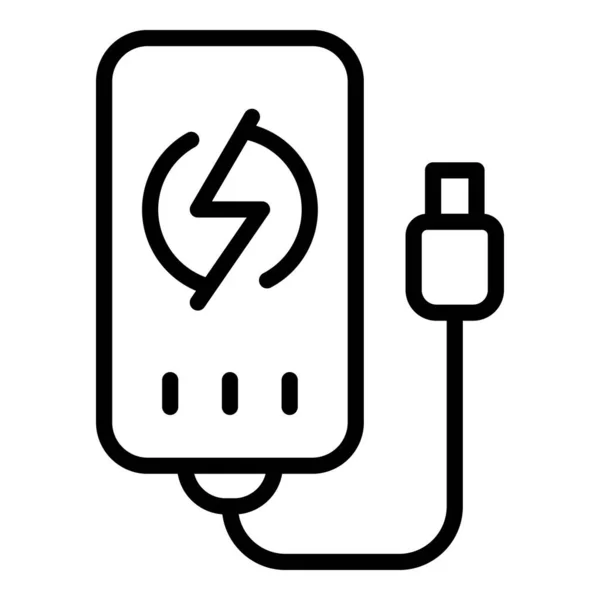 Usb Phone Charge Icon Outline Vector Power Charger Portable Battery — Stock Vector