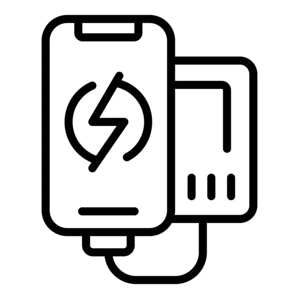 Téléphone Icône Charge Contour Vecteur Chargeur Câble Usb — Image vectorielle