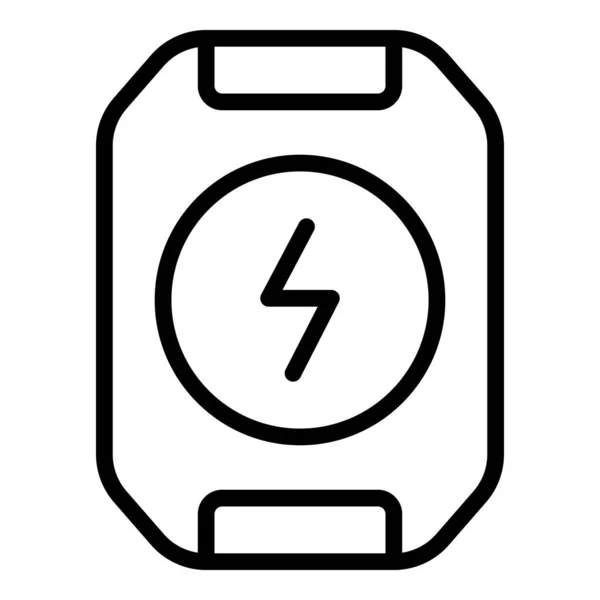 Draadloos Powerbank Icoon Omtrek Vector Machtsbatterij Usb Kabel — Stockvector