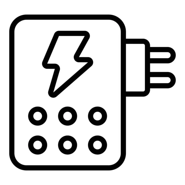 Fiche Charge Icône Contour Vecteur Énergie Câble Chargeur Puissance — Image vectorielle