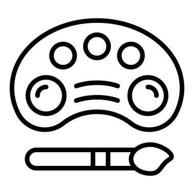 Fırça palet simgesi ana hatları vektörü. Sanatçı sınıfı. Çocuk tasarımı