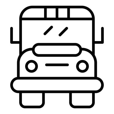 Okul otobüsü ikonu ana hatları vektörü. Sanat eseri. Sanatçı sınıfı