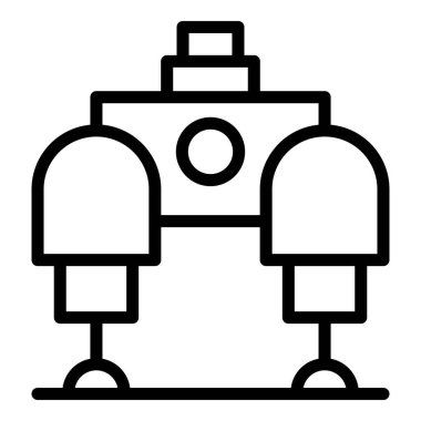 Robot şarj ikonu ana hat vektörü. Şirin robot. Akıllı el.