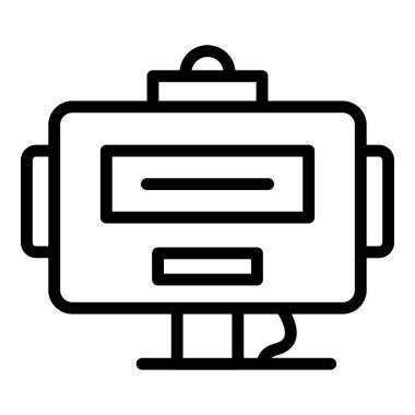 Robot baş ikon ana hat vektörü. Şirin robot. Android çocuk