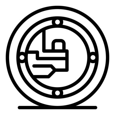 Robot tekerleği ikonu ana hat vektörü. Sevimli çocuk. Geleceğin androidi