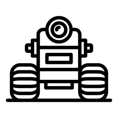 Robot tekerleği ikonu ana hat vektörü. Geleceğin maskotu. Cyborg desteği