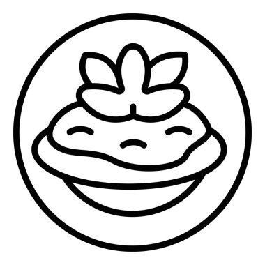 İştah açıcı bruschetta ikon ana hatları vektörü. Yemek başlatıcısı. Kanepe İtalyancası