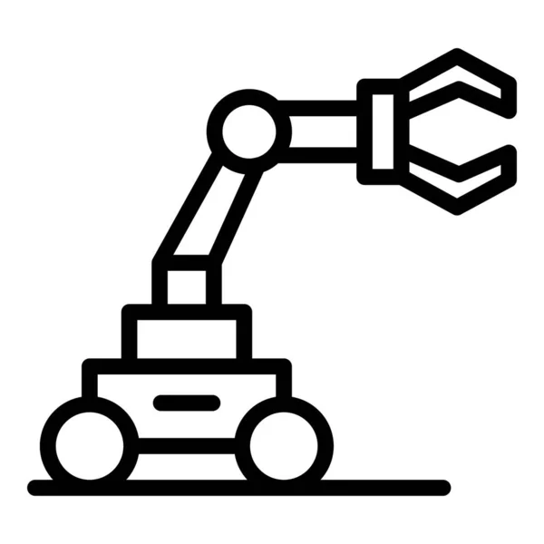 Rueda Mano Robot Icono Contorno Vector Futura Mascota Espacio Inteligente — Vector de stock
