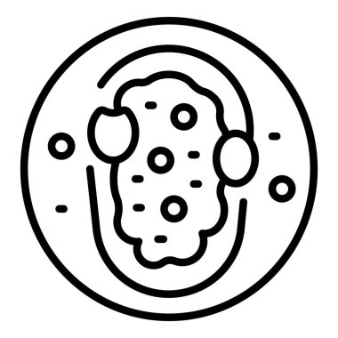 Menü bruschetta simgesi ana hatları vektörü. Başlangıç büfesi. Tapas çizimi