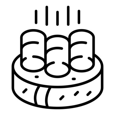 Et bruschetta ikon ana hatları vektörü. Yemek aperatifi. İtalyan yemeği