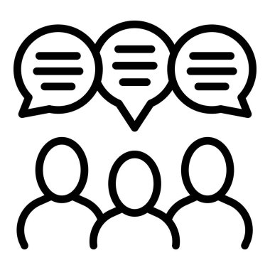 Çevrimiçi grup destek simgesi ana hatları vektörü. Fikir raporu. Müşteri servisi