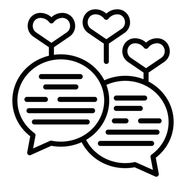 Love Chat Icône Contour Vecteur Rapport Ligne Client Service — Image vectorielle