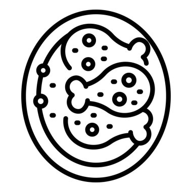 Karayip tavuk ikonu ana hatları vektörü. Tabak tabağı. Haiti Küba