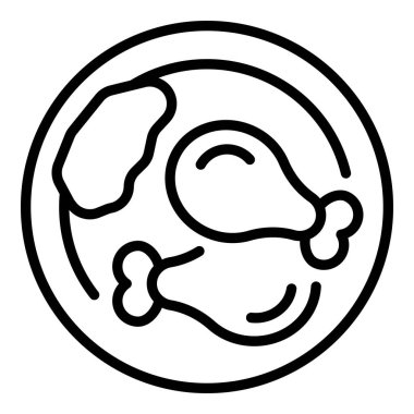 Tavuk yemeği ikonu ana hatları vektörü. Yemek perisi. Haiti kuskusu