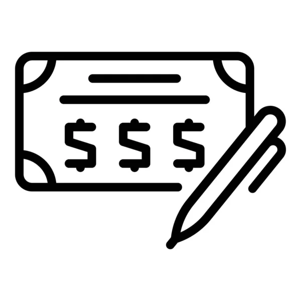 Papier Facture Icône Contour Vecteur Paiement Mobile Solde Financier — Image vectorielle