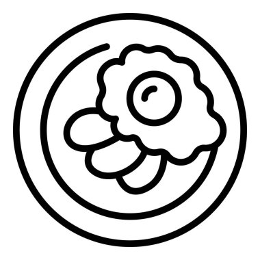 Yumurta besin ikonu ana hatları vektörü. Tabak. Peri haiti