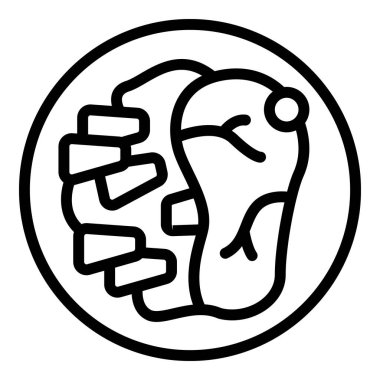 Biftek ikonu ana hatları vektörü. Avusturya yemeği. Restoran patatesi.