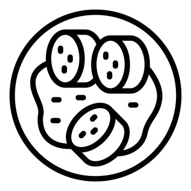 Kesilmiş sosis ikonu ana hatları vektörü. Domuz eti. Avusturya mutfağı