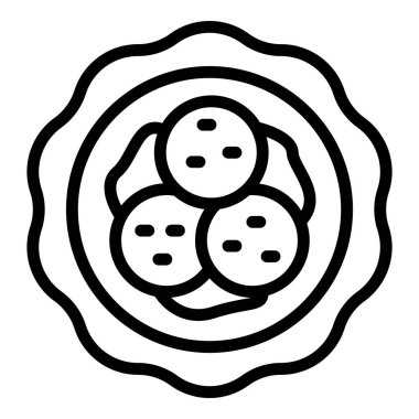 Sıcak gıda ikonu ana hatları vektörü. Restoran patatesi. Avusturya mutfağı