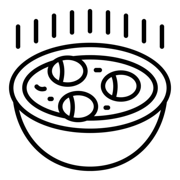 热汤图标勾勒病媒 盘子里的东西粮食加勒比豆 — 图库矢量图片