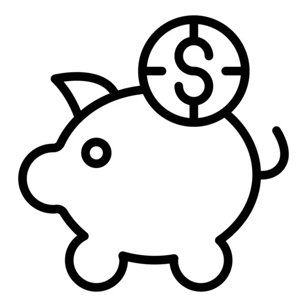Piggy Banco Ícone Contorno Vetor Financiamento Lucros Crescimento Fundo — Vetor de Stock