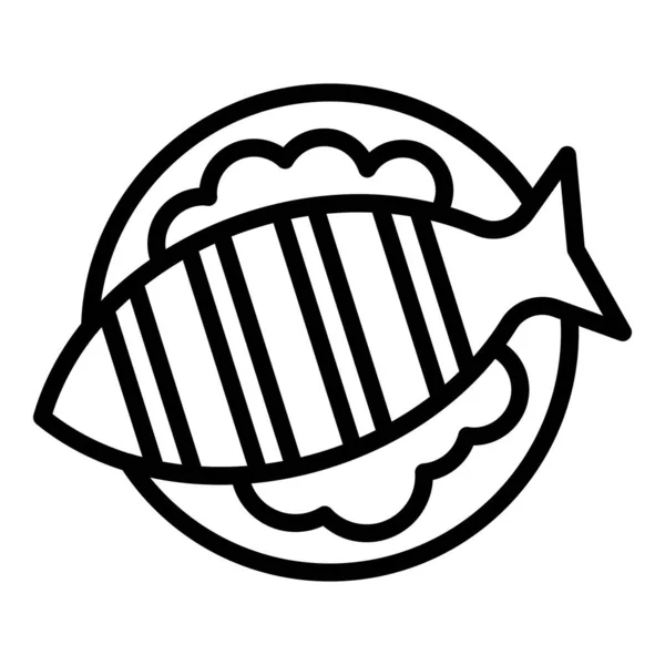 Flussfische Grillen Symbolumrissvektor Essen Huhn Abendessen — Stockvektor