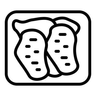 Sığır eti ikonu ana hatları vektörü. Avusturya yemeği. Patates çorbası.