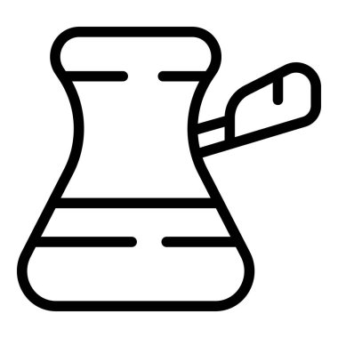 Mutfak kahve demliği ikonu ana hatları vektörü. Türk kahvesi. Espresso iç.