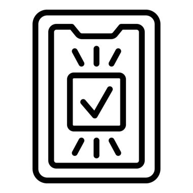 Onaylanmış telefon giriş simgesi ana hatları vektörü. Bilgisayar formu. Web kaydet