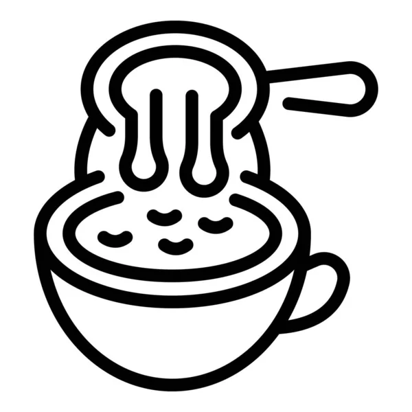 Вектор Контуру Піктограми Напою Кавових Зерен Каструля Чіпсів Чашка Кафе — стоковий вектор