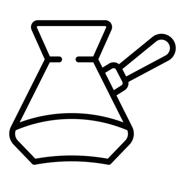 咖啡壶杯图标勾勒病媒 Cezve咖啡店豆类饮料 — 图库矢量图片