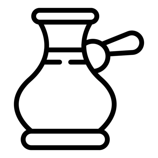 Cezve Pot Icon Outline Vektor Bohne Trinken Türkischer Kaffee — Stockvektor