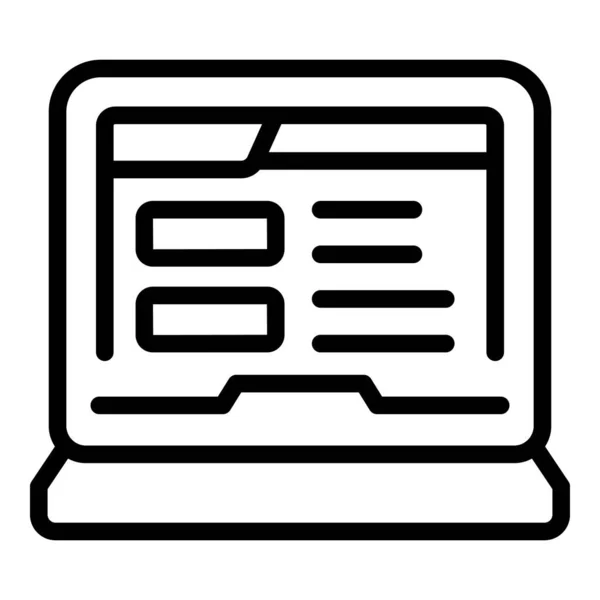 コンピュータオンライン登録アイコンのアウトラインベクトル 様式の記述 ウェブ登録 — ストックベクタ