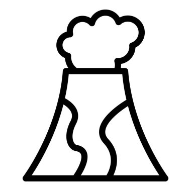 Patlama volkanı ikonu ana hat vektörü. Lav yangını. Dağ volkanı