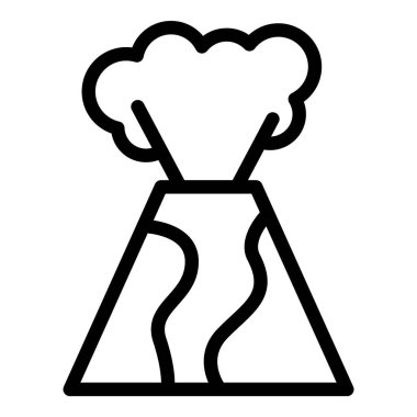 Tepe volkanı ikonu ana hat vektörü. Ada krateri. Bilim patlıyor