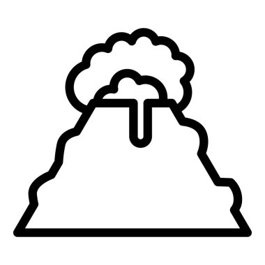 Kabuk volkanik ikon ana hat vektörü. Magma ateşi. Dağ volkanı