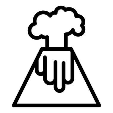 Orman volkanı ikonu ana hat vektörü. Lav magması. Dağ volkanı